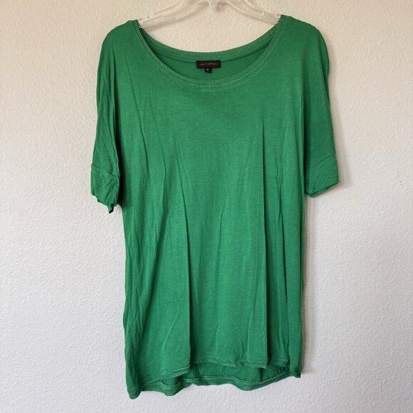 Adolfo Dominguez Bright Green Scoop Neck Shirt Top Size Small Oversized - Picture 1 of 5